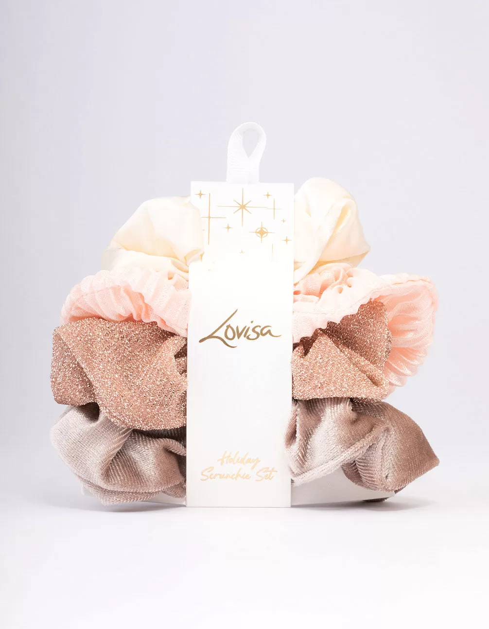 Ivory & Blush Christmas Hair Scrunchie Gift 4-Pack