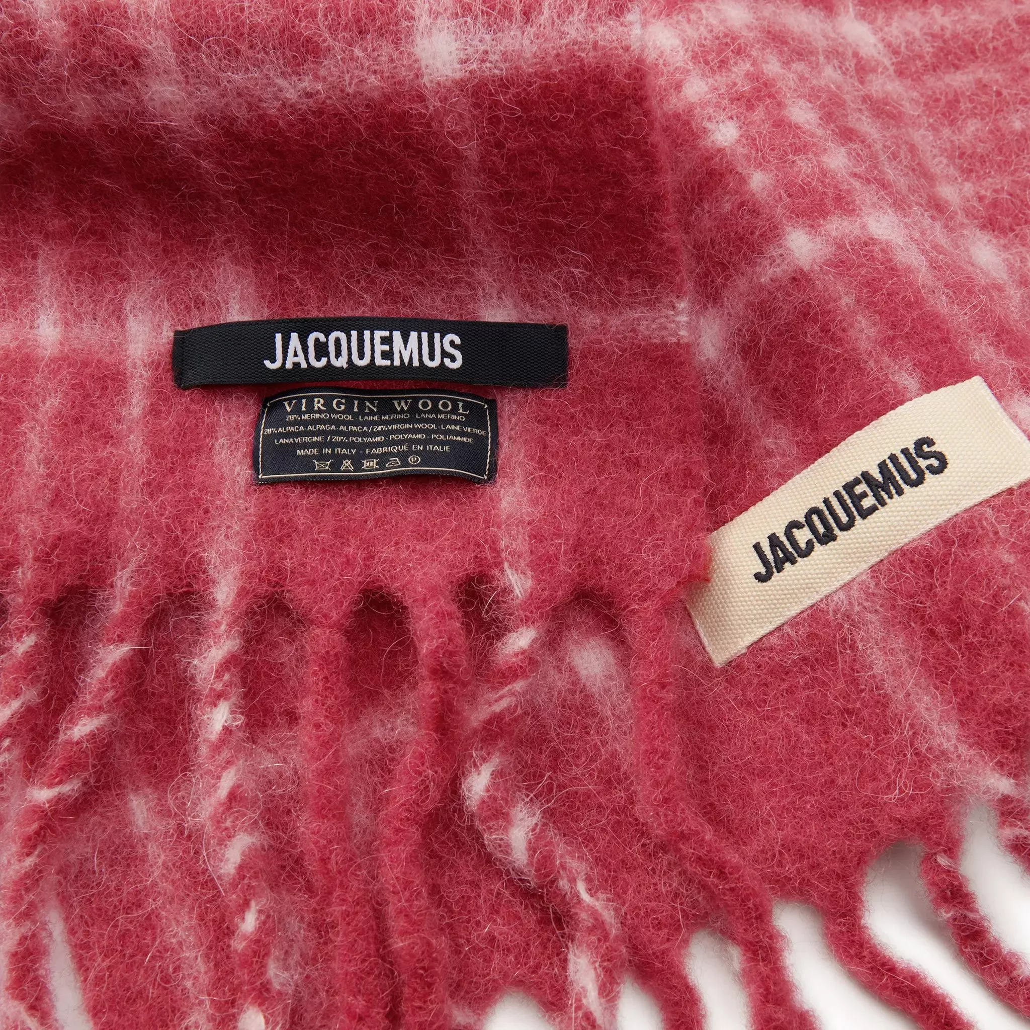 Jacquemus L'echarpe Carro Checked Red Scarf