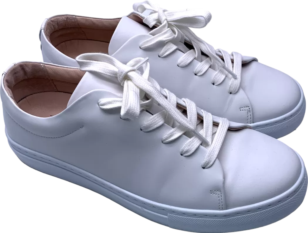 John Lewis White Flora Leather Trainer UK 7 EU 40 👠