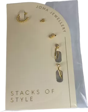 Joma Jewellery Gold Stacks of Style Earrings Set