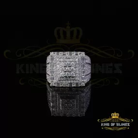 King of Bling's 925 Silver White 5.00ct VVS 'D' Moissanite Rectangle Rings Sz 10 Men's/Womens