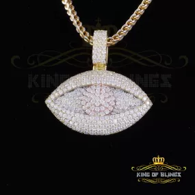 King Of Bling's Yellow Rose Pendant 5.0ct VVS D Evil Eye Moissanite White Silver Men's & Women's