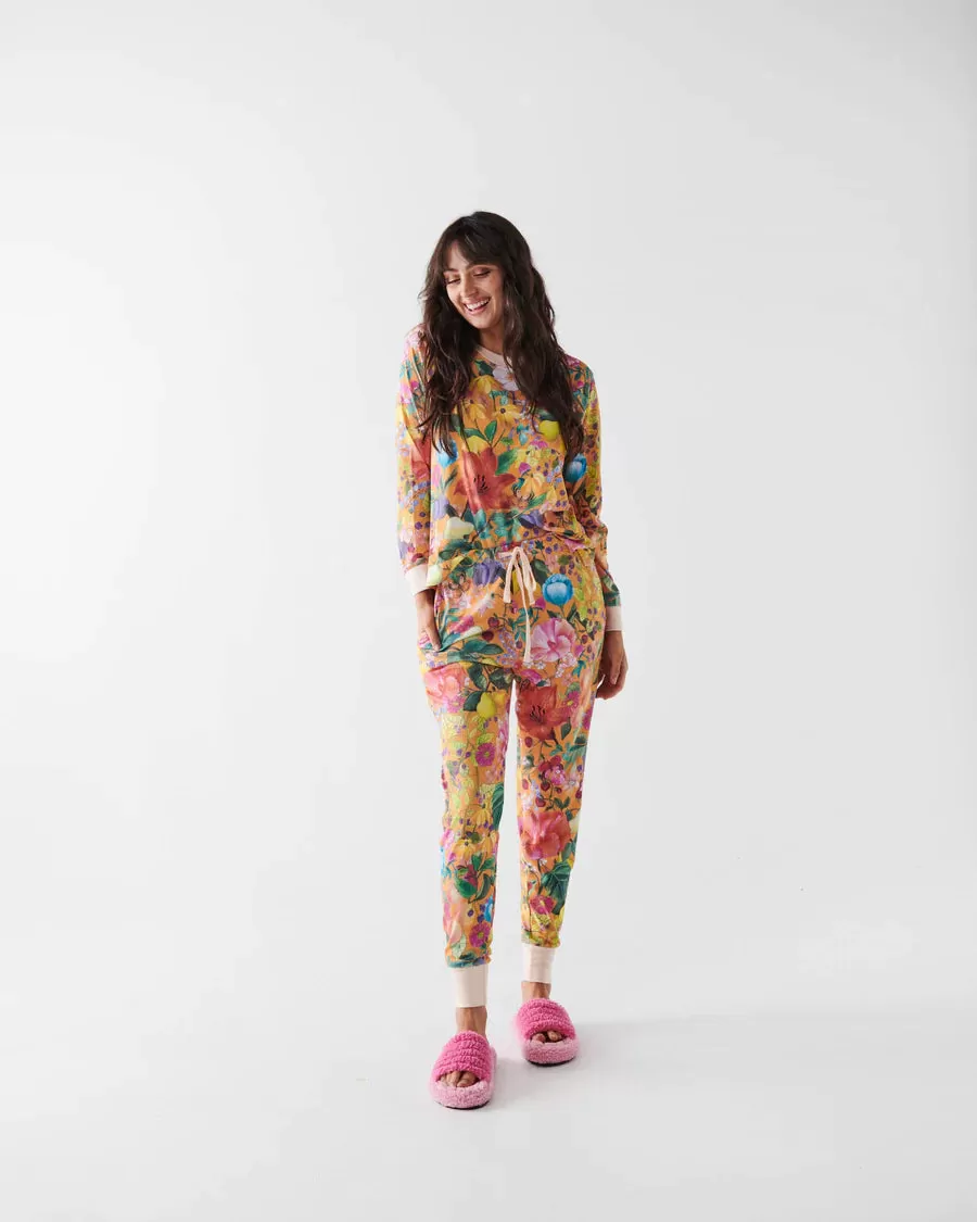 Kip & Co LADIES | Abundance Marigold Organic Cotton Long Sleeve Top &  Pant Pyjama Set