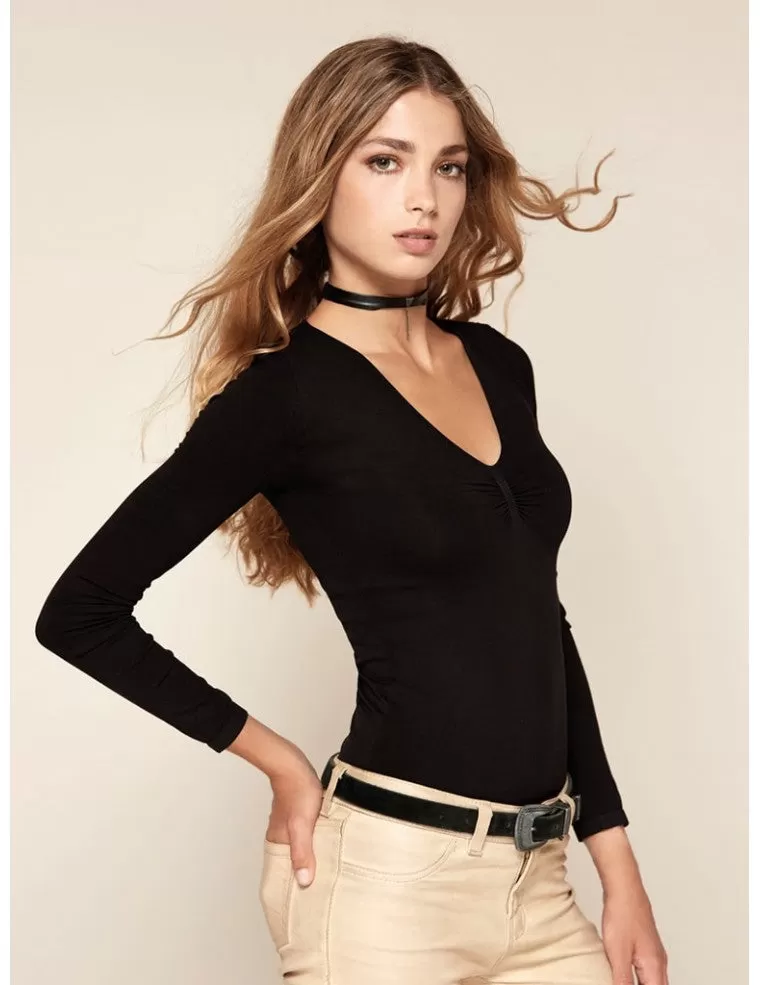 Longsleeve Shirt Wide V Neck - Casual Wear