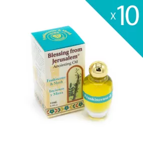 Lot of x 10 Anointing Oil Frankincense & Myrrh 12ml - 0.4oz From Holyland (10 bottles)