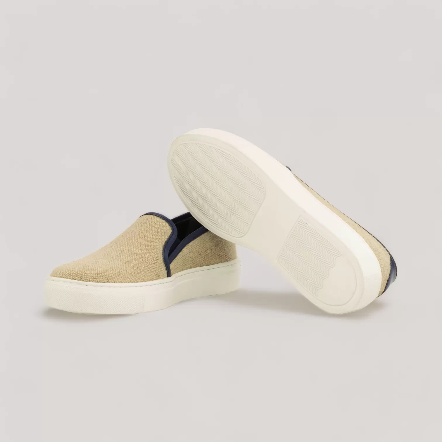 LUCE | Slip-On Sneakers - Ice Linen & Navy | Women's