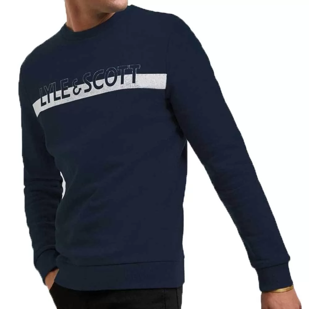 Lyle And Scott Logo Crew Neck Sweatshirt - Navy ML1111V