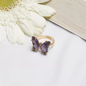 Mabel Butterfly Big Purple Stone Ring