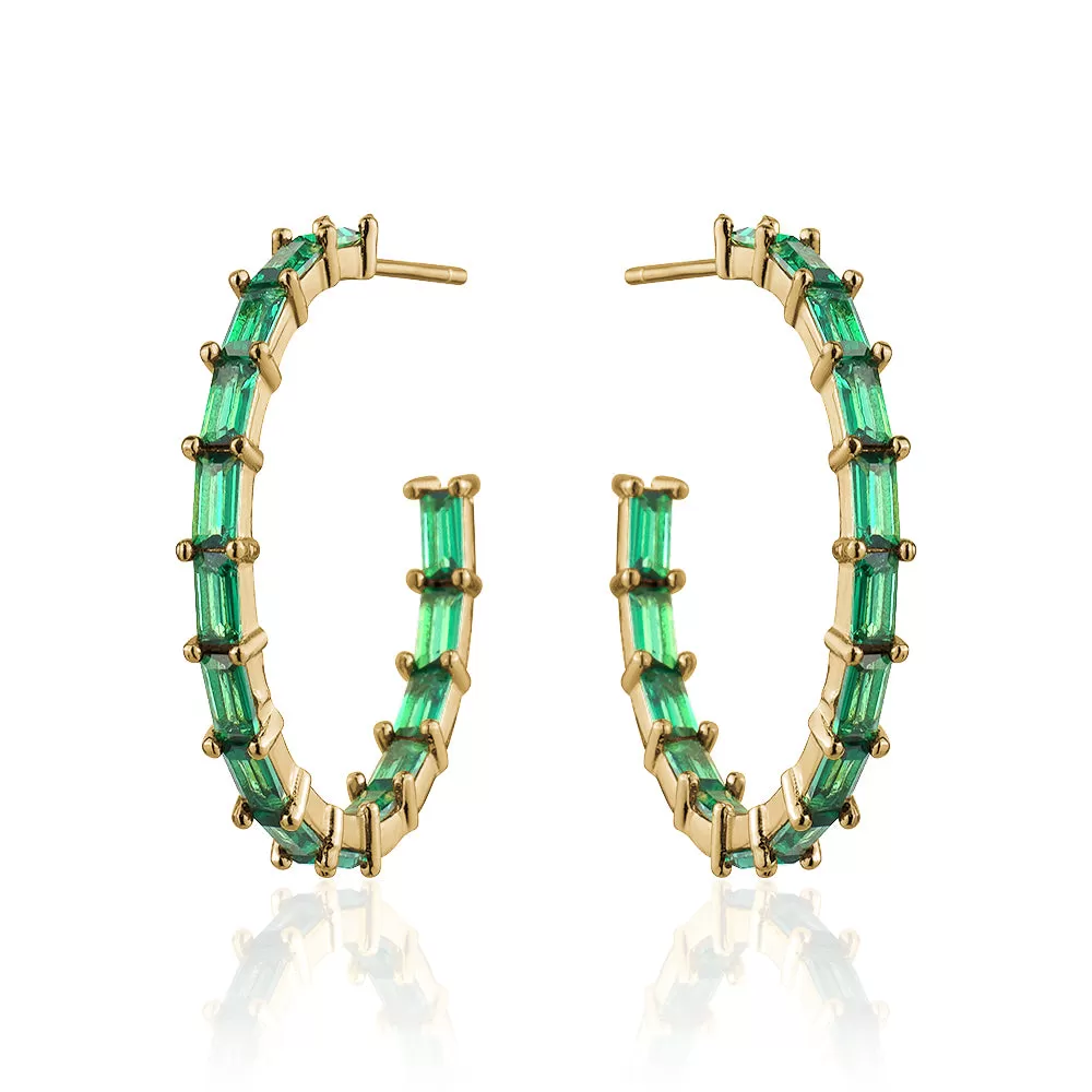 MEDIUM BAGUETTE HOOPS EMERALD