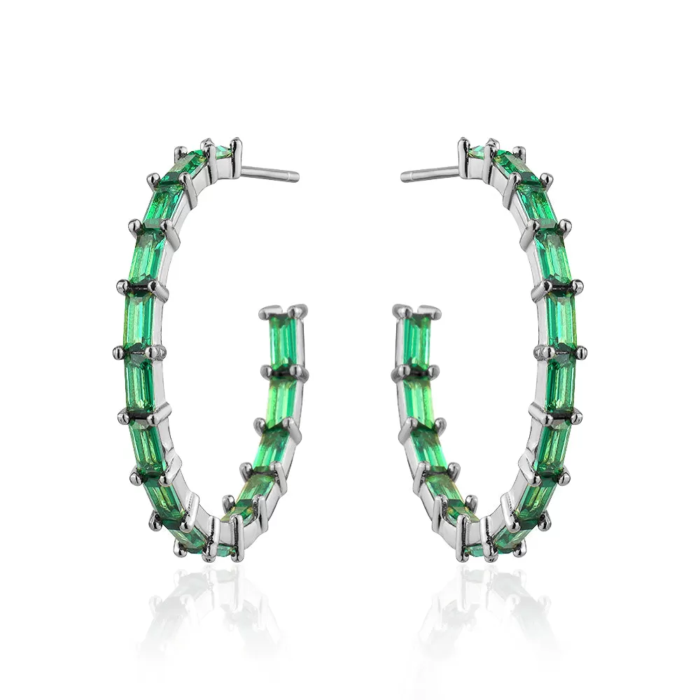 MEDIUM BAGUETTE HOOPS EMERALD