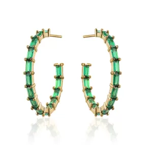 MEDIUM BAGUETTE HOOPS EMERALD