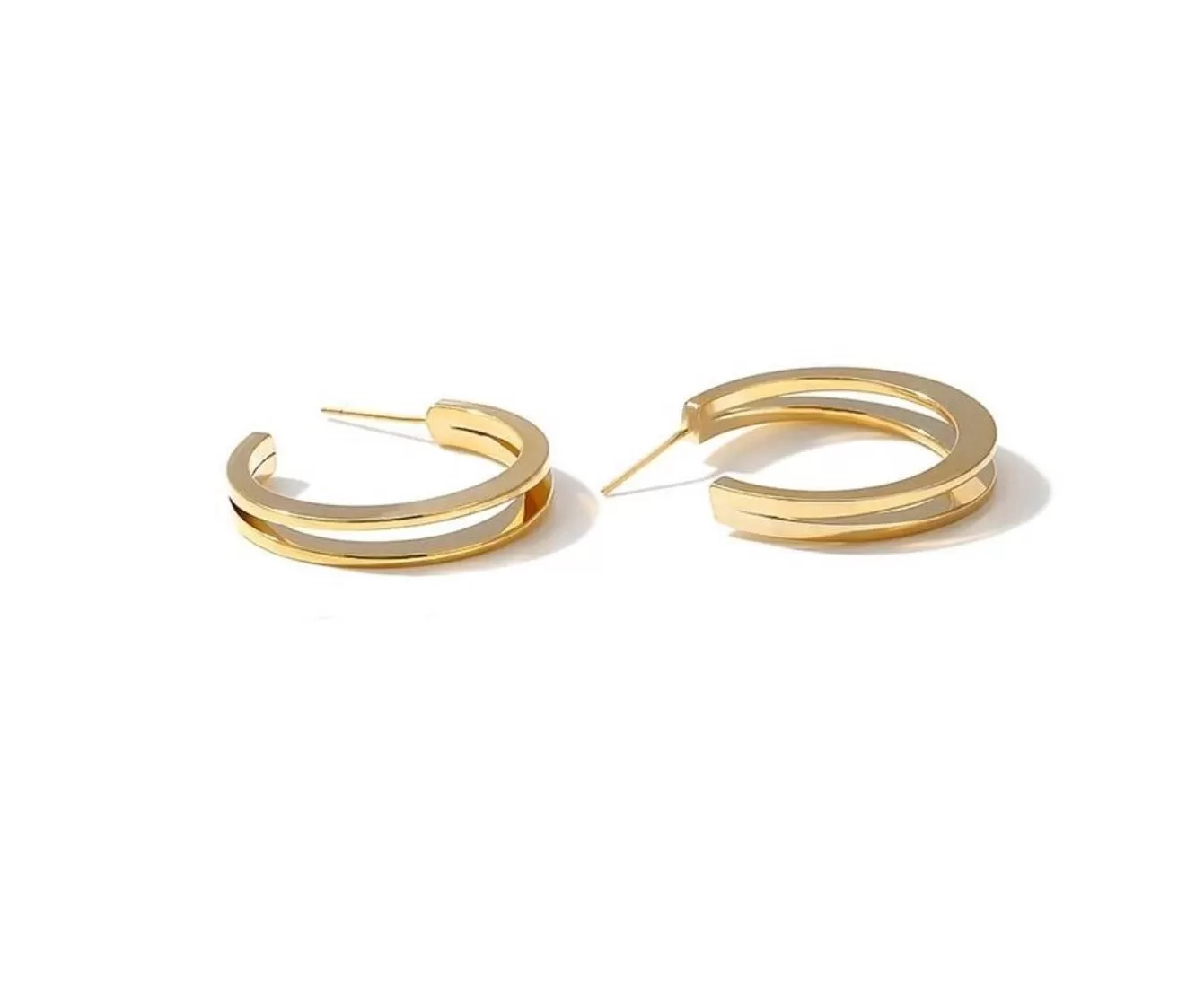 Metal Hollow Hoop Earring 18 k gold plated