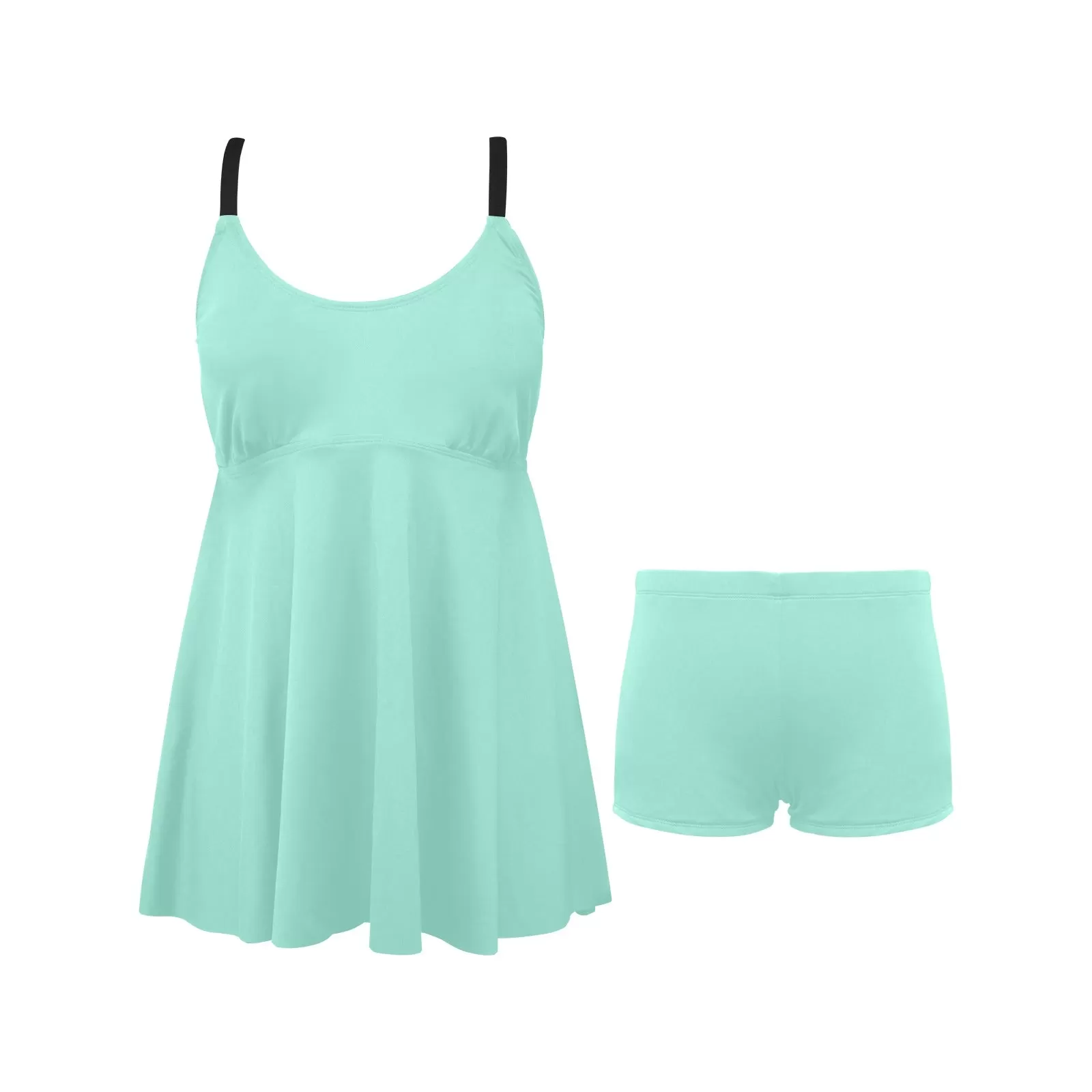 mint green 9k 2 Chest Pleat Swim Dress (Model S31)