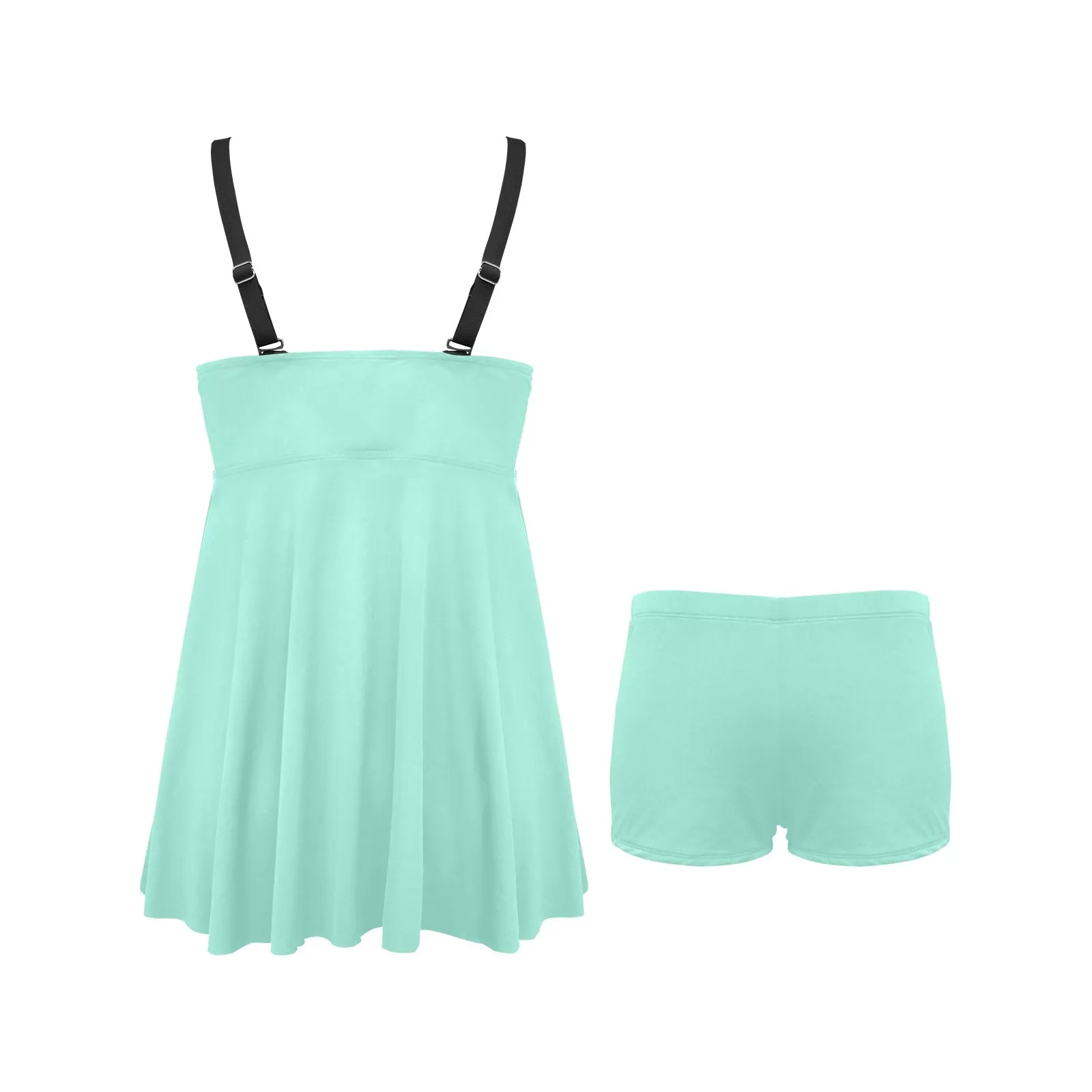 mint green 9k 2 Chest Pleat Swim Dress (Model S31)