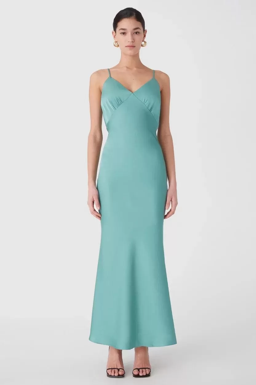 Misha Vida Satin Midi Dress - Juniper Green