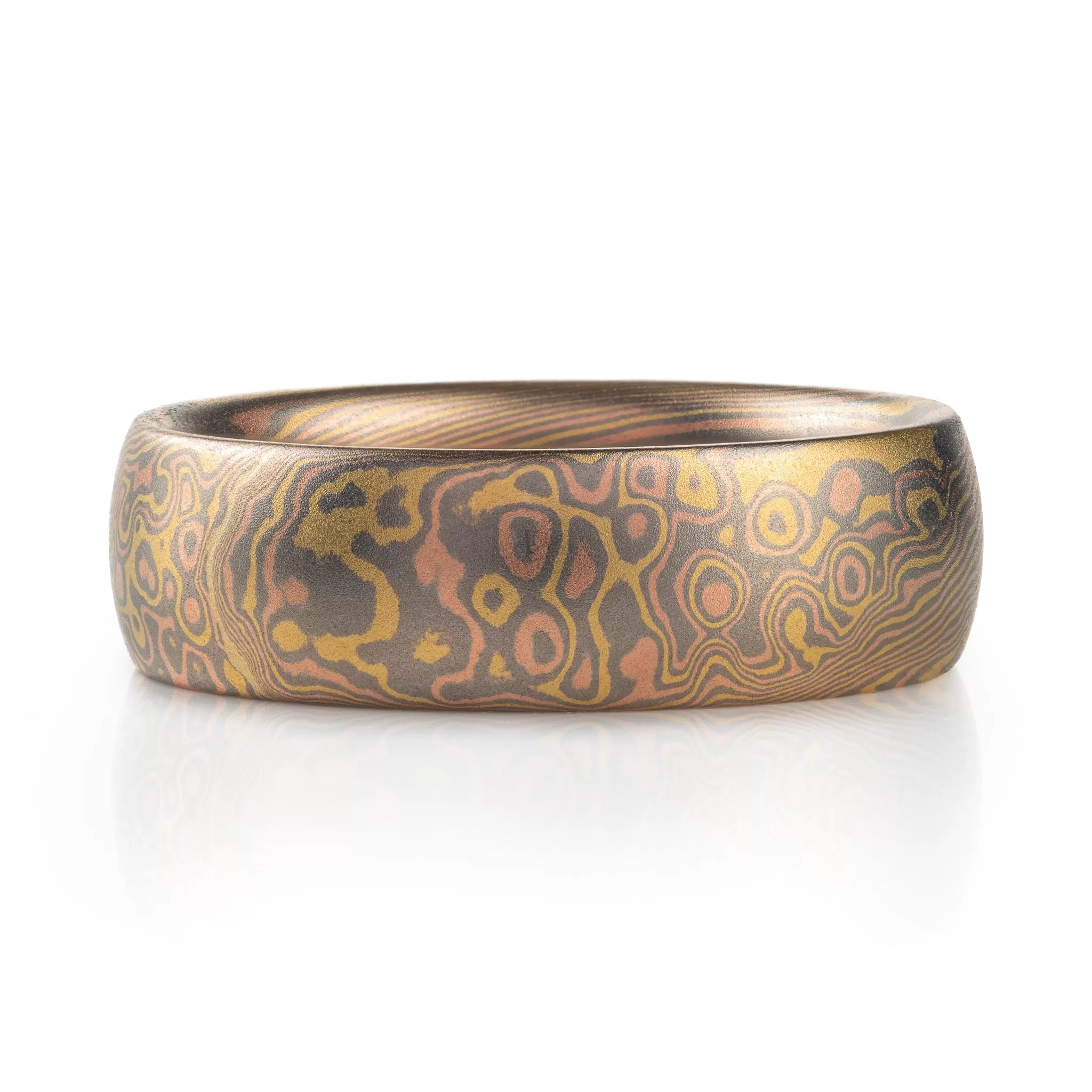 Mokume Gane Ring in Blaze Palette and Twist/Droplet Pattern