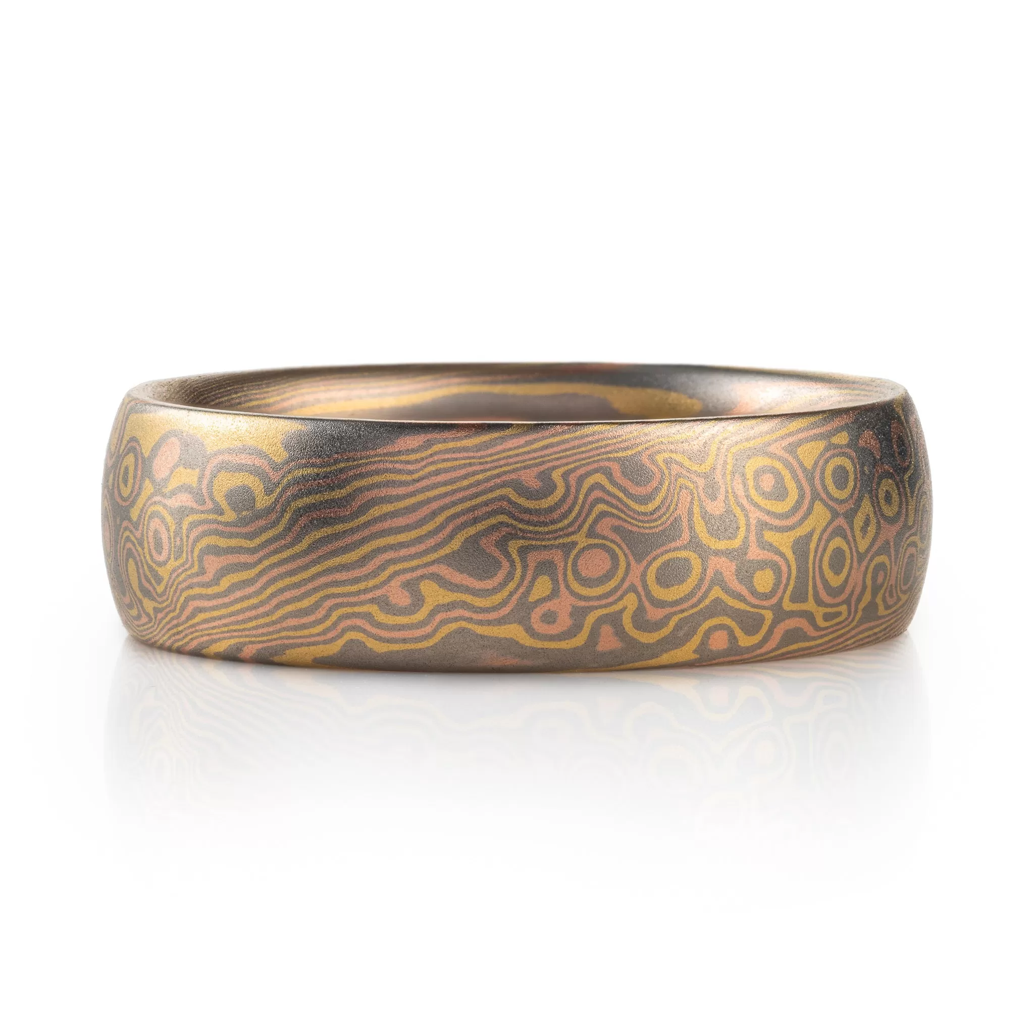 Mokume Gane Ring in Blaze Palette and Twist/Droplet Pattern