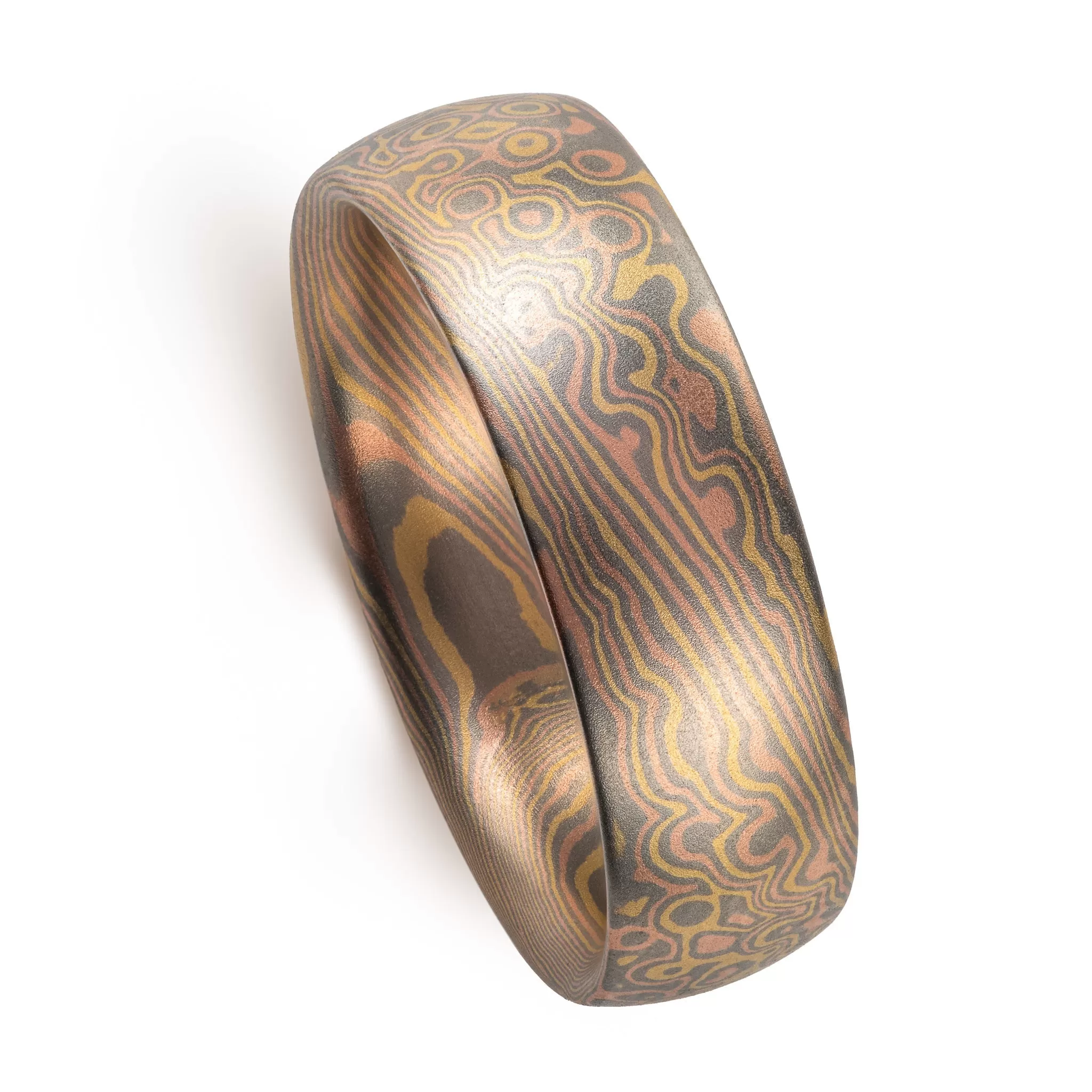 Mokume Gane Ring in Blaze Palette and Twist/Droplet Pattern