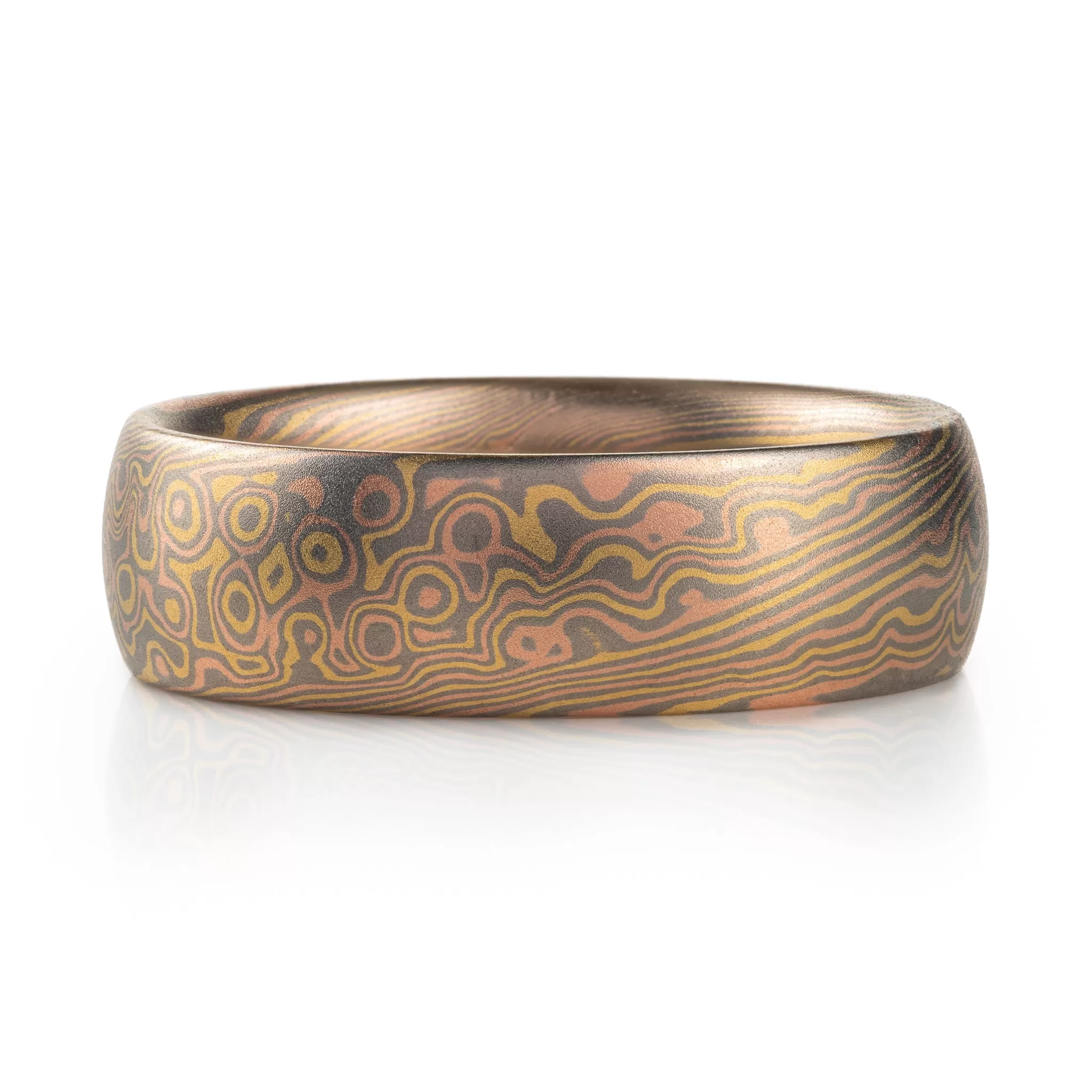 Mokume Gane Ring in Blaze Palette and Twist/Droplet Pattern