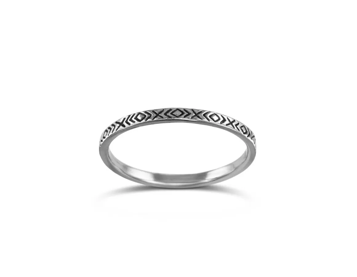 Patterned Stacking Ring - Silver