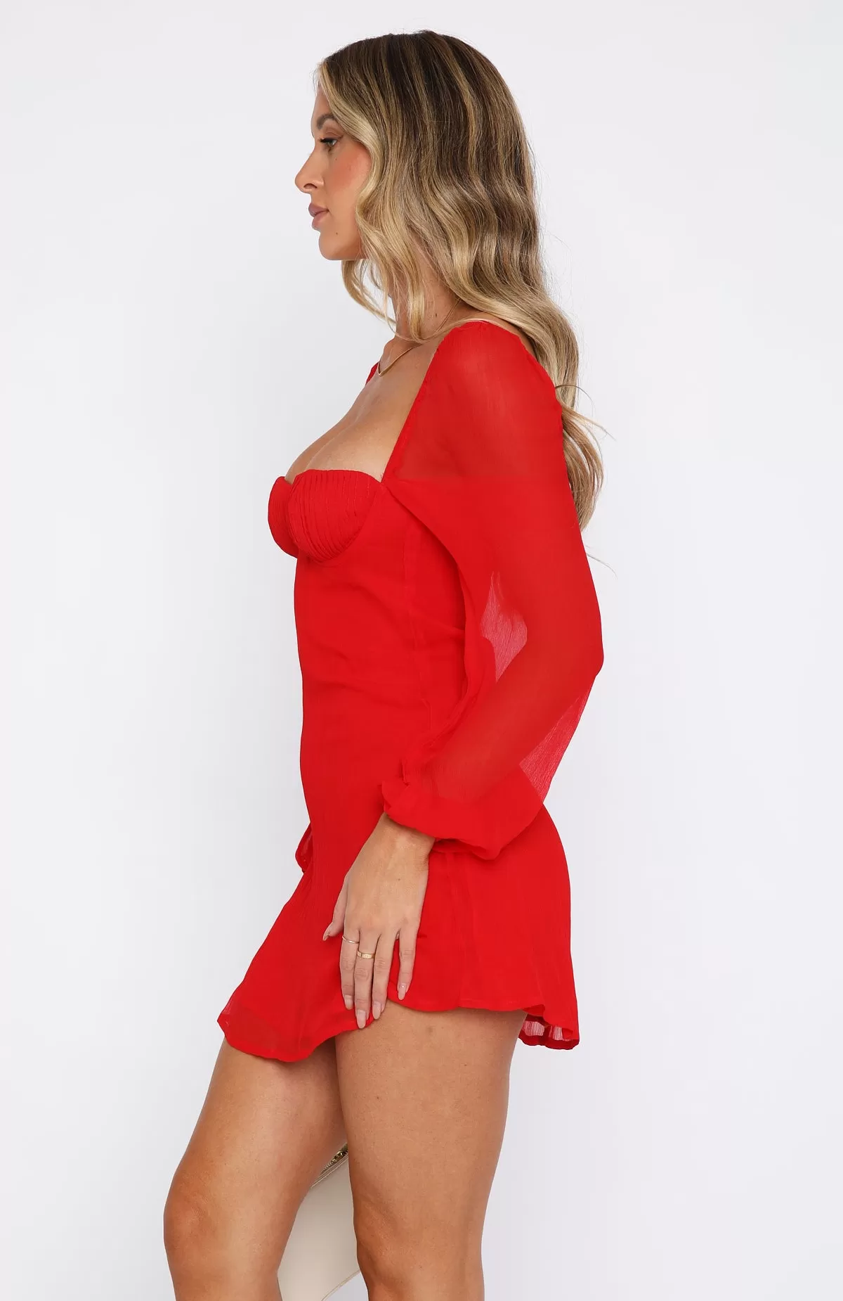 Perfect Moment Long Sleeve Mini Dress Red