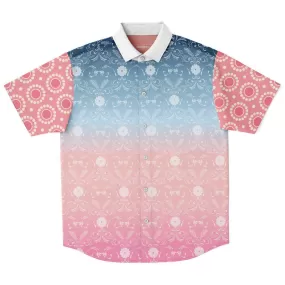 Pink Glacier Short Sleeve Button Down Shirt