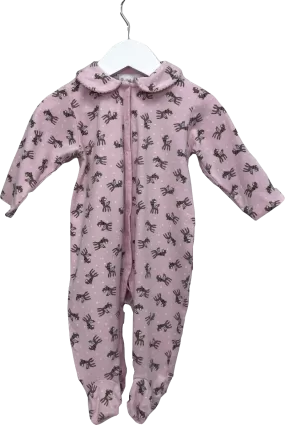 Rachel Riley Pink Deer Print Sleepsuit 9-12 Months