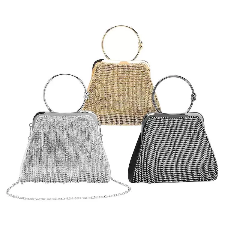 Rhinestone Embellished Evening Tote Crossbody Bag