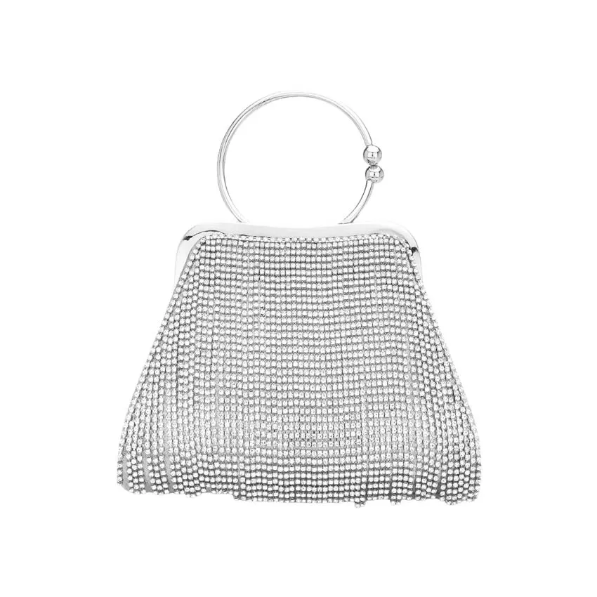 Rhinestone Embellished Evening Tote Crossbody Bag