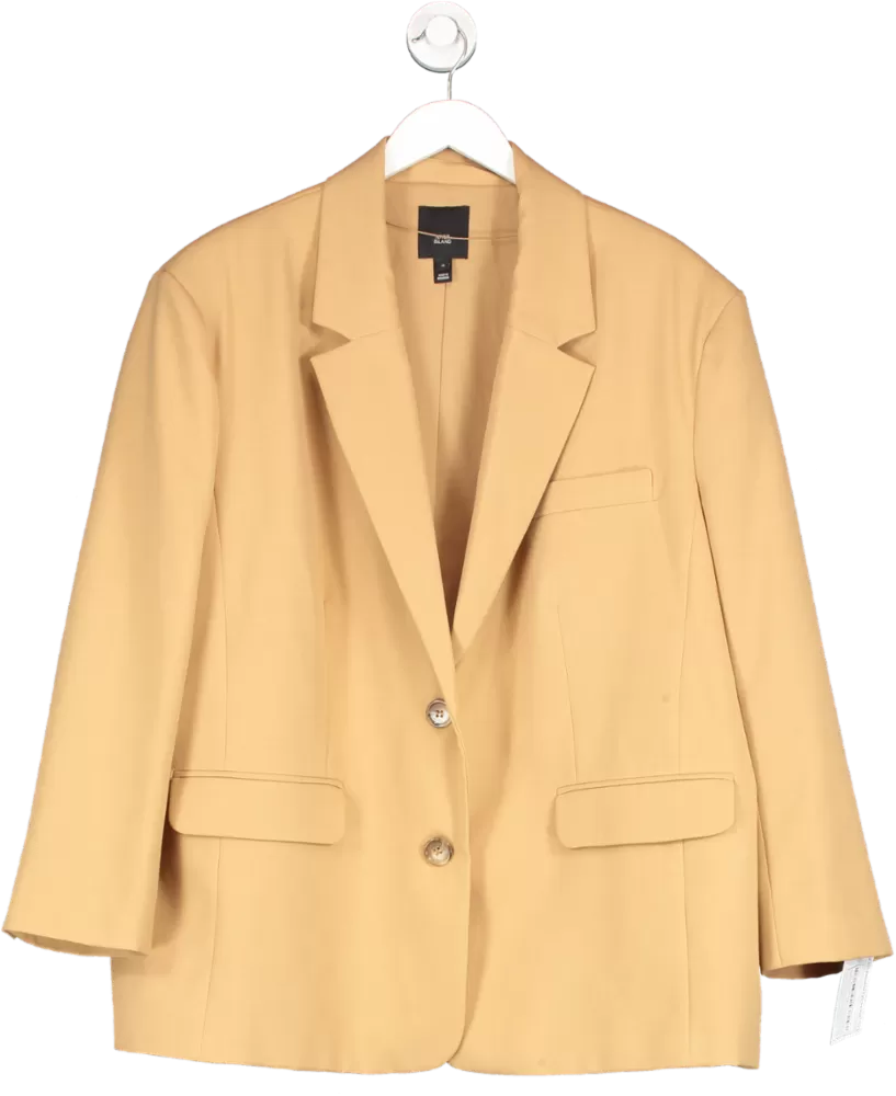 River Island Brown Single Breasted Oversize Blazer In Camel UK 16