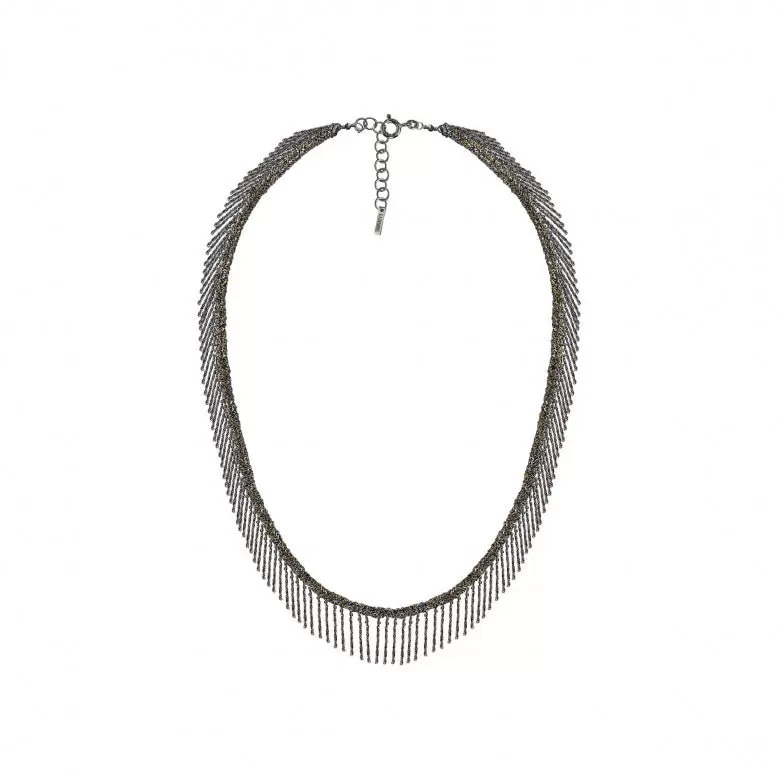 Ruthenium & Gold Vermeil Woven Fringe Necklace