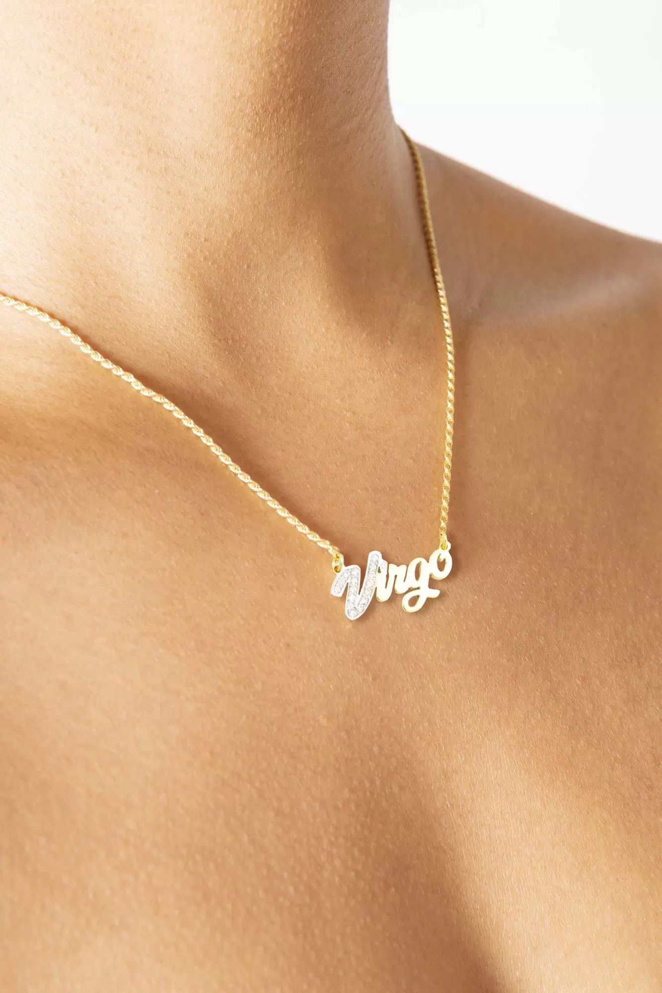 Simone I. Smith Zodiac Nameplate Necklaces - Virgo