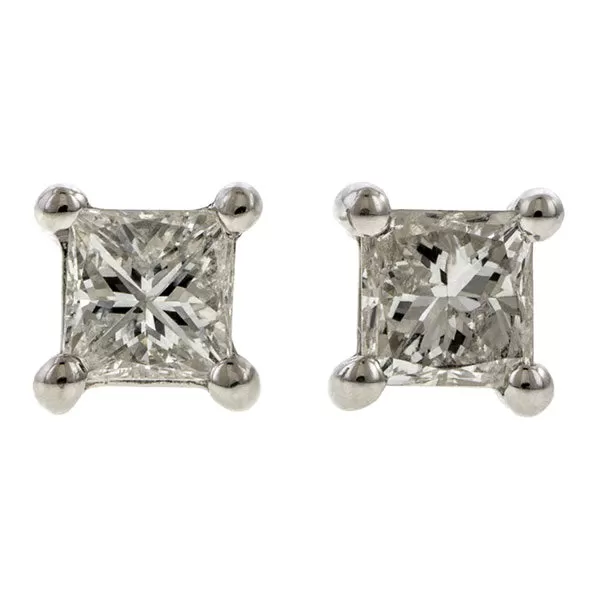 Square Diamond Stud Earrings, 0.19ctw.