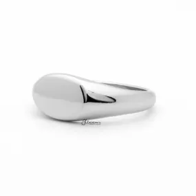 Stainless Steel Oval Signet Ring - Silver