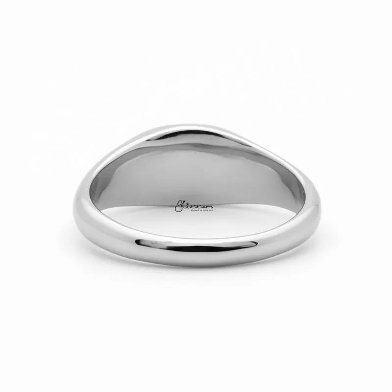 Stainless Steel Oval Signet Ring - Silver