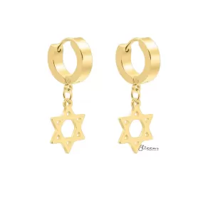 Star of David Symbol Huggie Hoop Earrings - Gold