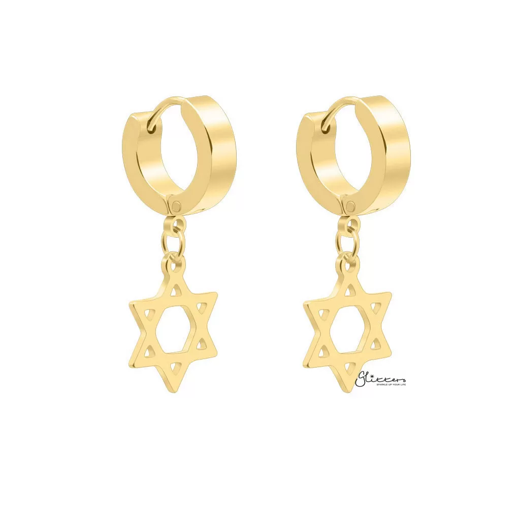 Star of David Symbol Huggie Hoop Earrings - Gold