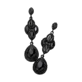 Teardrop Stone Accented Dangle Evening Earrings