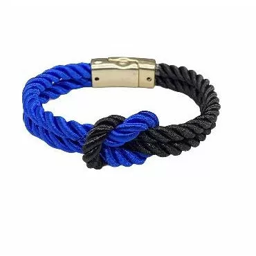 The Original Love Knot Satin Rope Bracelet- Black and Blue