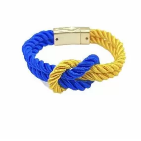 The Original Love Knot Satin Rope Bracelet- Blue and Gold