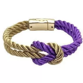 The Original Love Knot Satin Rope Bracelet- Purple and Old gold