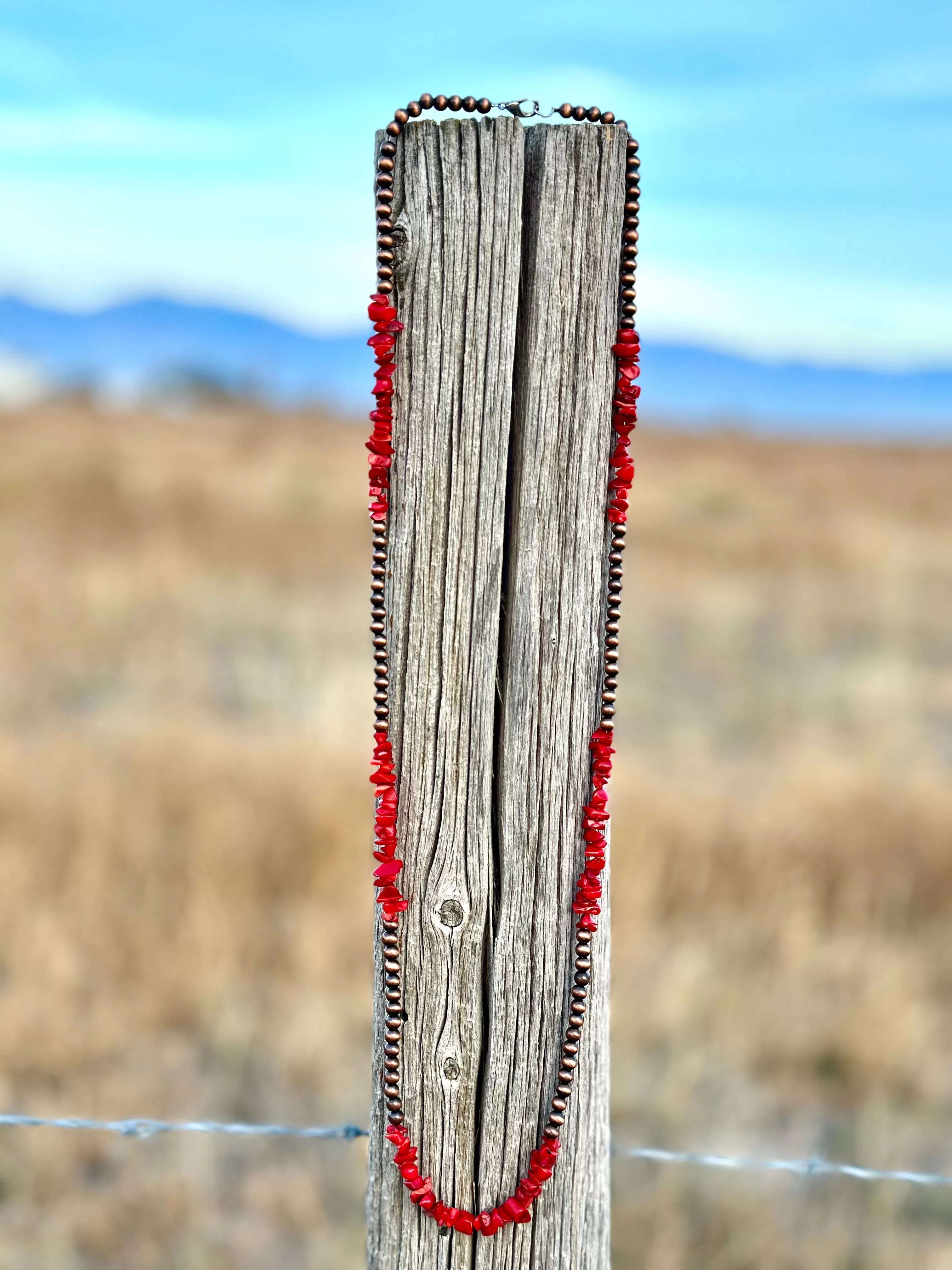 The West of Amarillo Coral & Copper Necklace