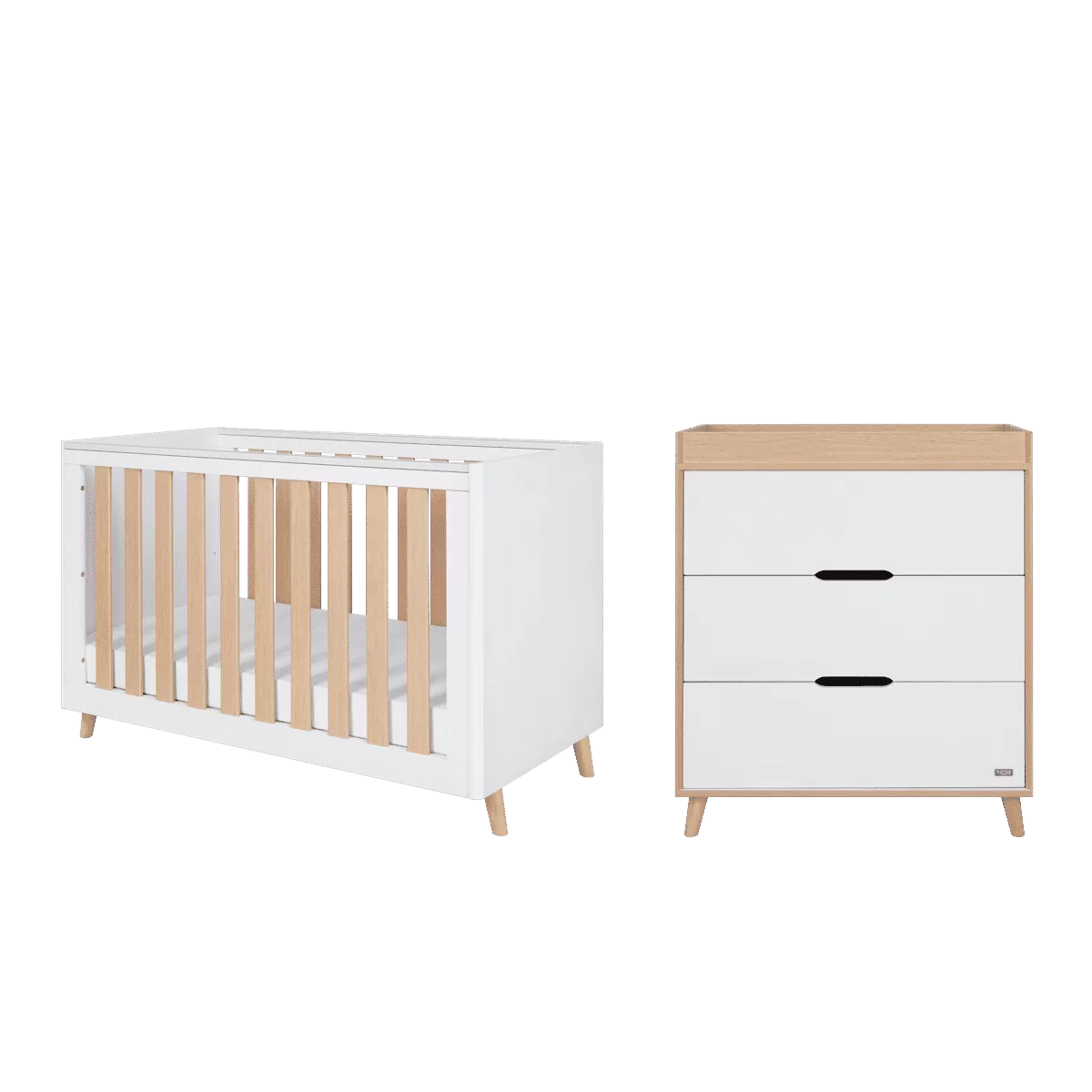 Tutti Bambini Fika Mini 2pc Room Set - White/Light Oak