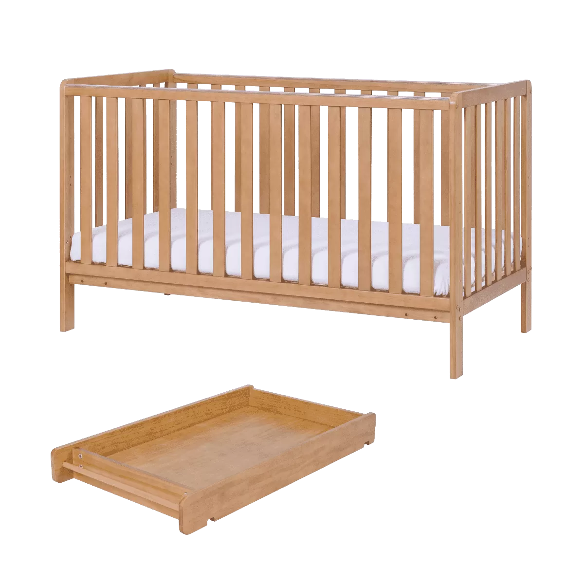 Tutti Bambini Oak Malmo Cot Bed with Rio Furniture 3piece Set Dove Grey/Oak