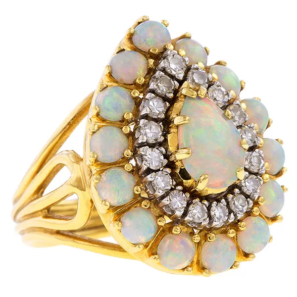 Vintage Opal & Diamond Ring