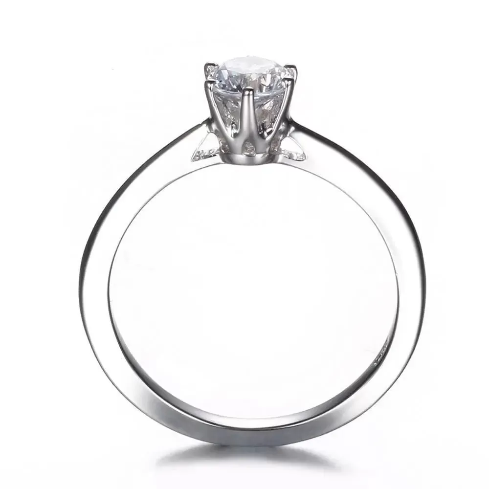 White Gold Plated Silver Solitaire Moissanite Ring 0.5ct