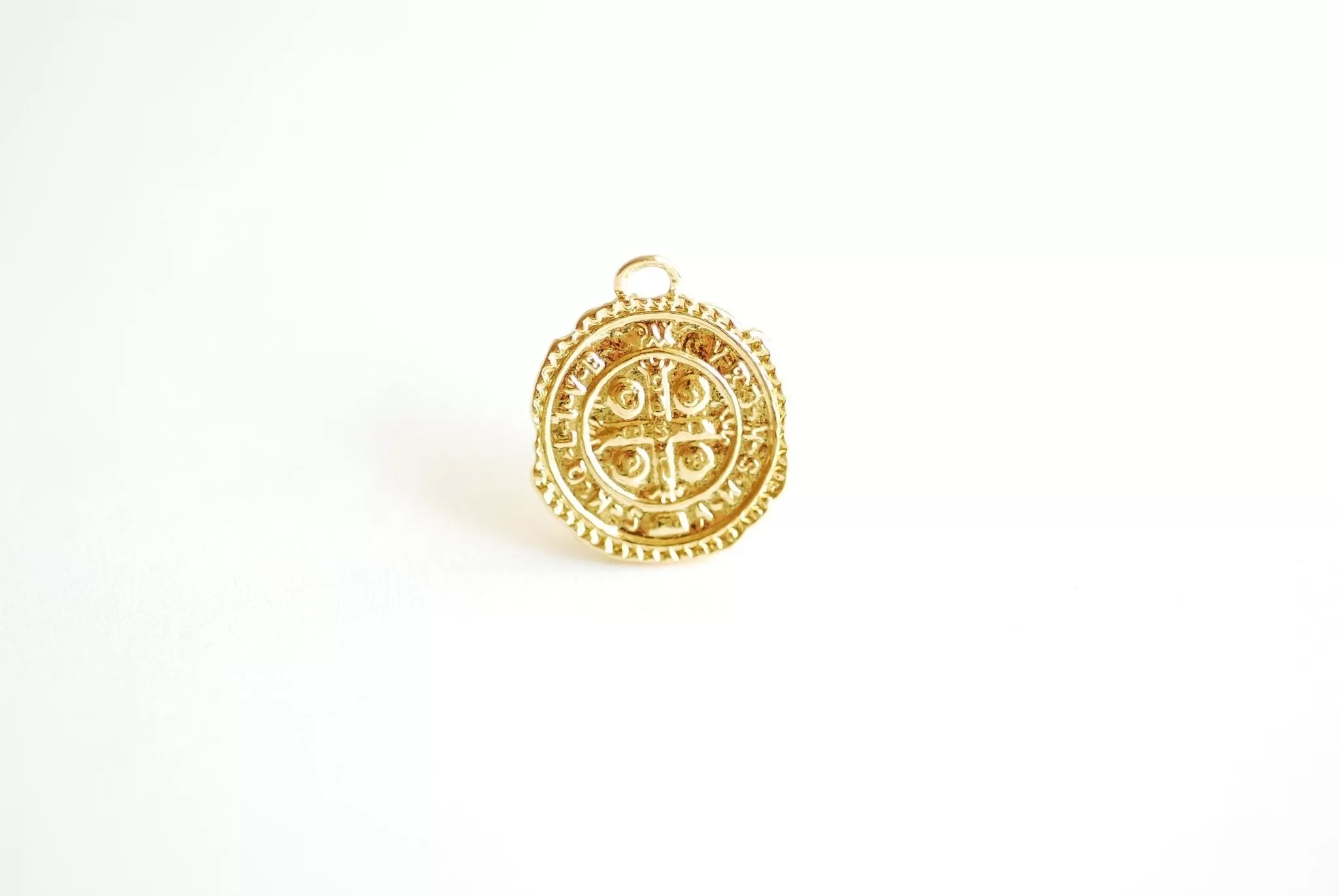 Wholesale Round Cross Medallion Pendant- Vermeil 18k gold Plated over 925 Sterling Silver, Coin Medallion, Greek Coin, Catholic, Jesus Christ, 478