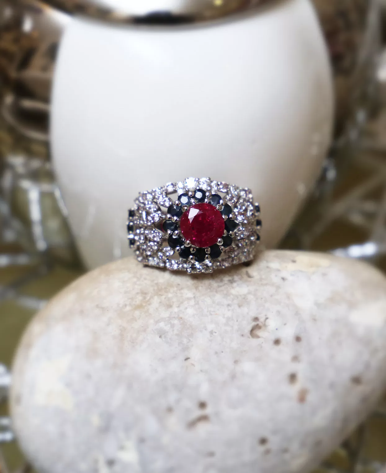 Zircon Ruby Sapphire Ring