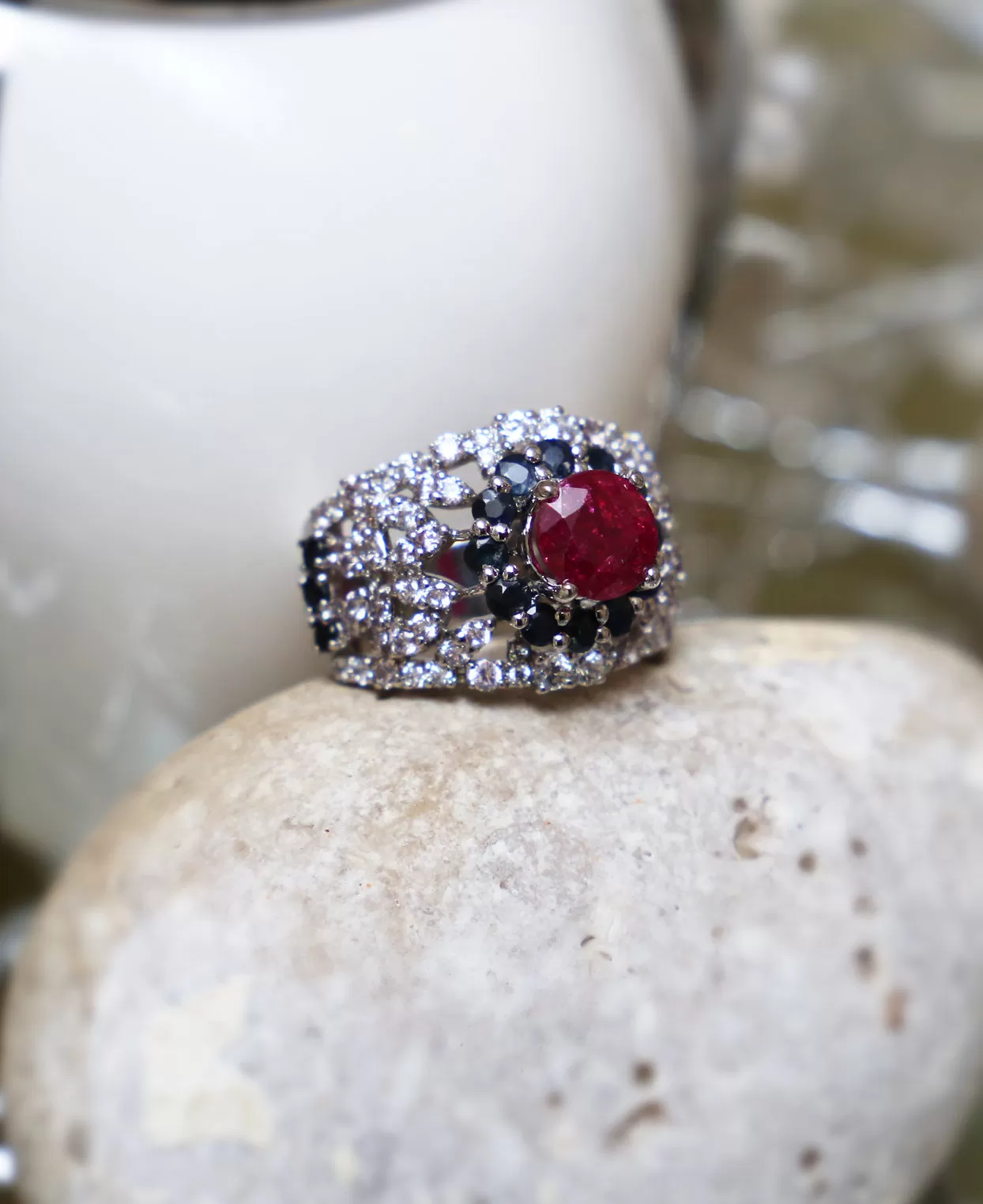 Zircon Ruby Sapphire Ring